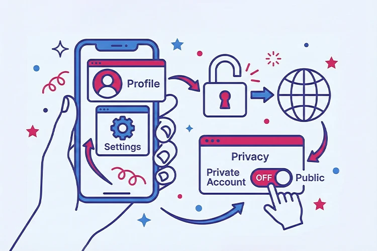آموزش کامل پابلیک کردن پیج اینستاگرام در اپلیکیشن